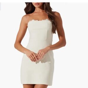 Astr Strapless Lace-Trim Bodycon Dress in Ivory